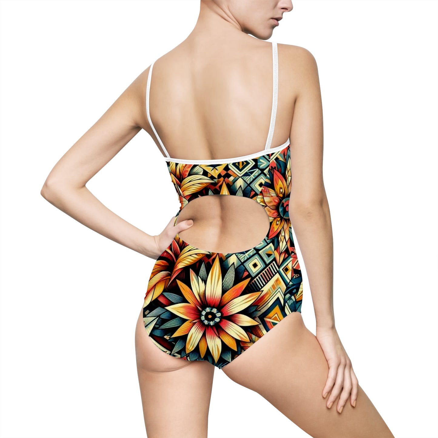 Juicy Clams Women's Spaghetti Strap One-Piece Swimsuit (H070)