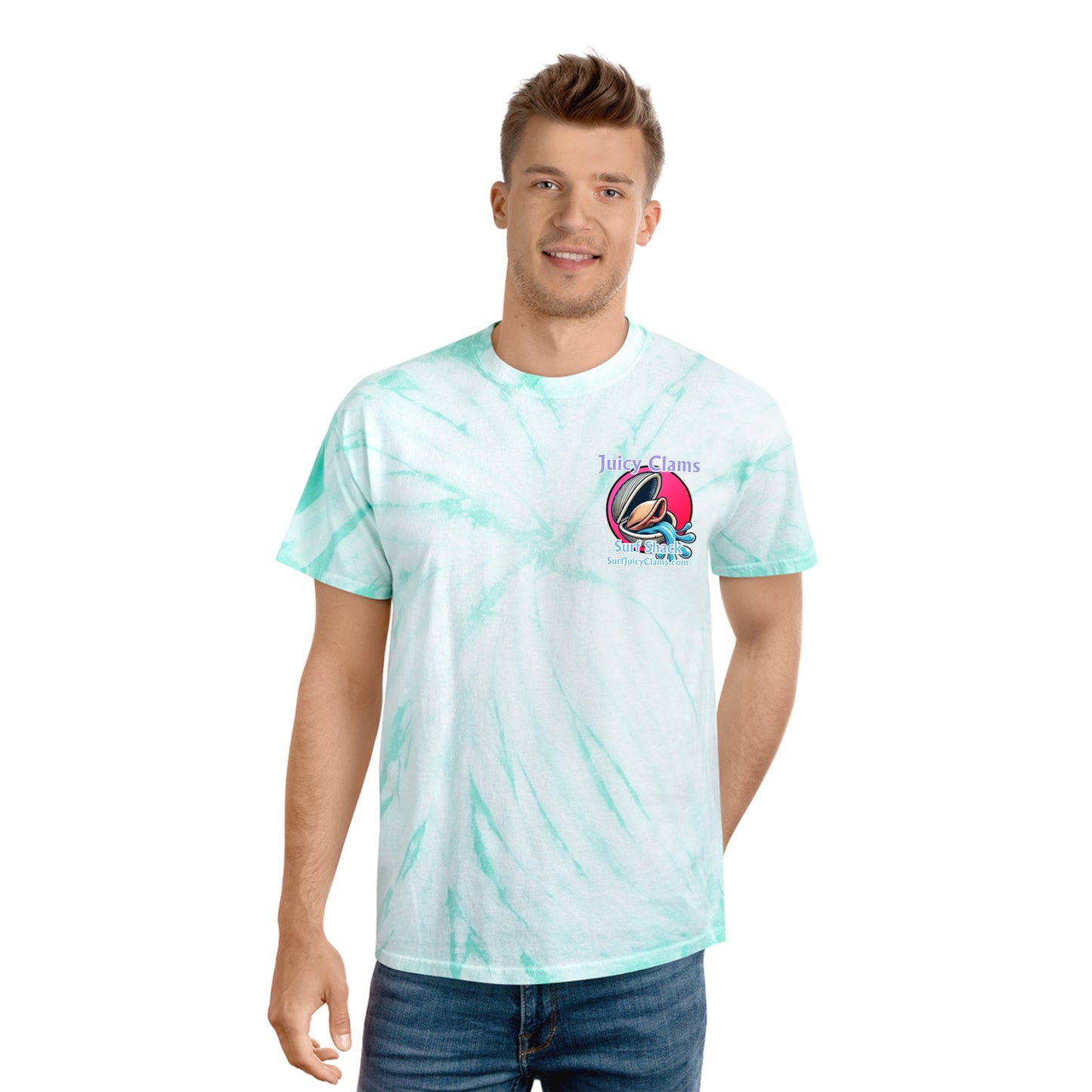 Juicy Clams Unisex Logo Cyclone Tie-Dye T-Shirt (A007)