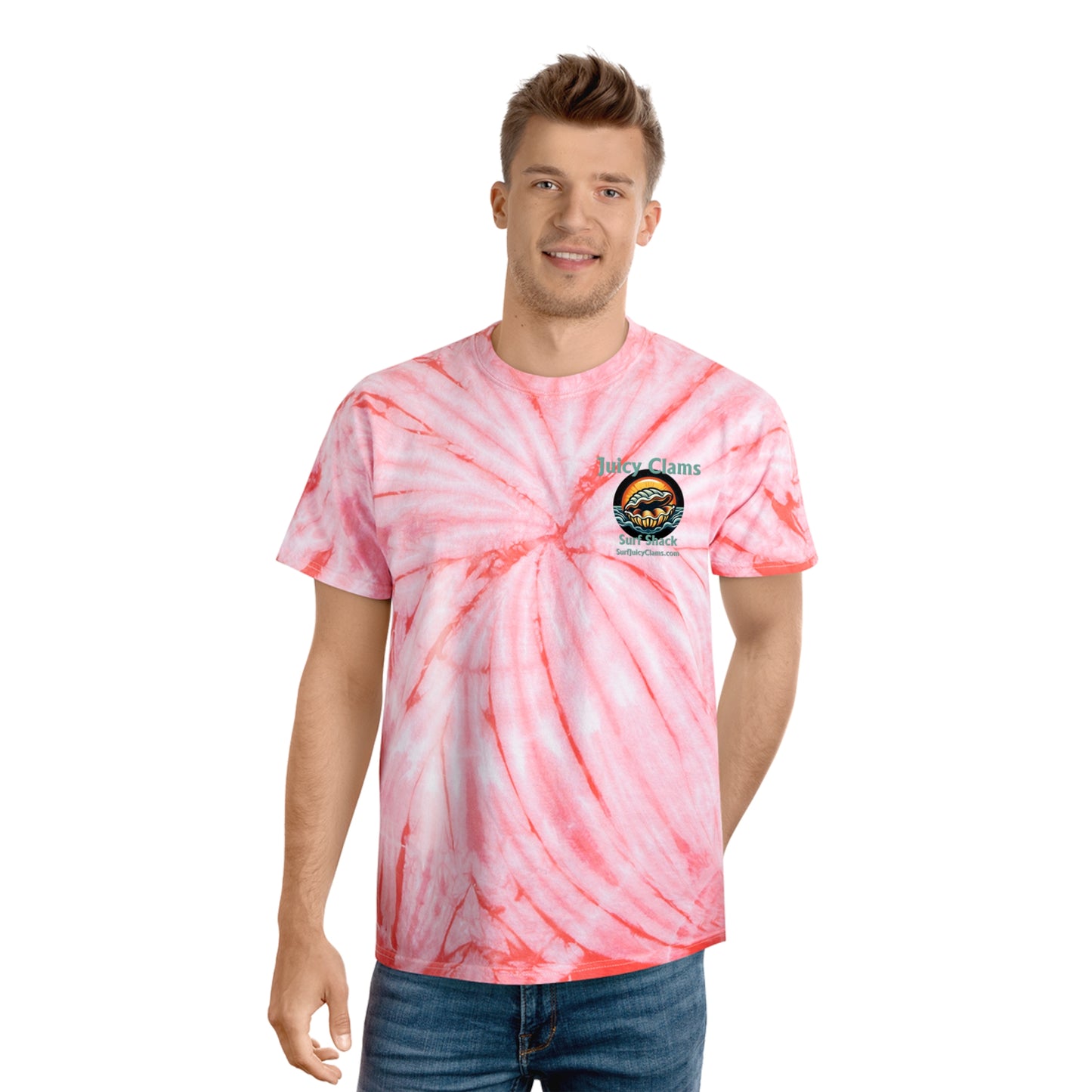 Juicy Clams Unisex Logo Cyclone Tie-Dye T-Shirt (A002)