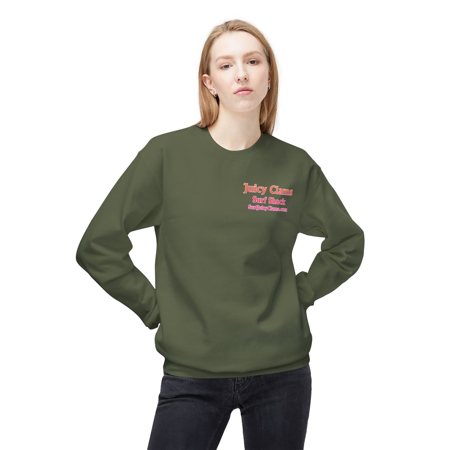 Juicy Clams Unisex Midweight Fleece Crewneck Sweatshirt (V047)