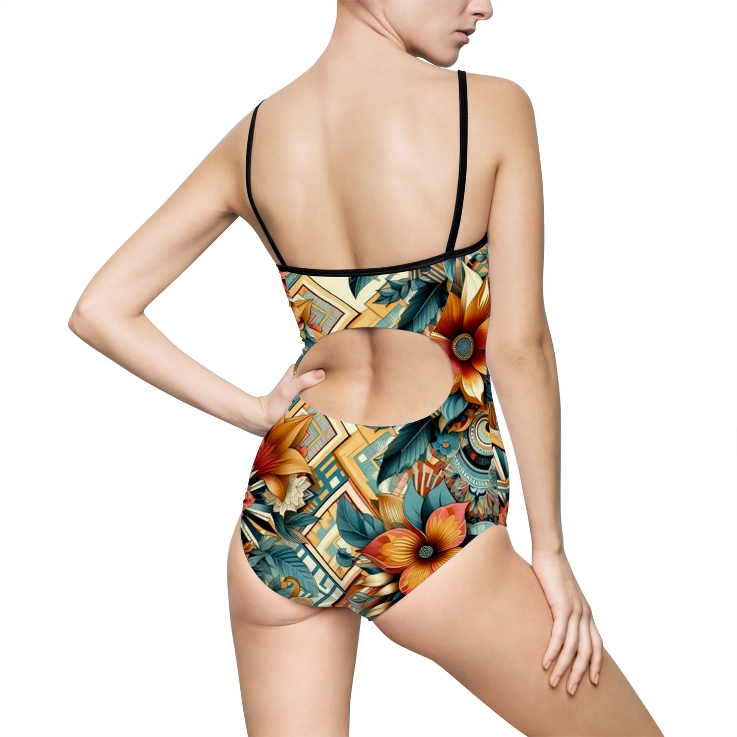 Juicy Clams Women's Spaghetti Strap One-Piece Swimsuit (H045)