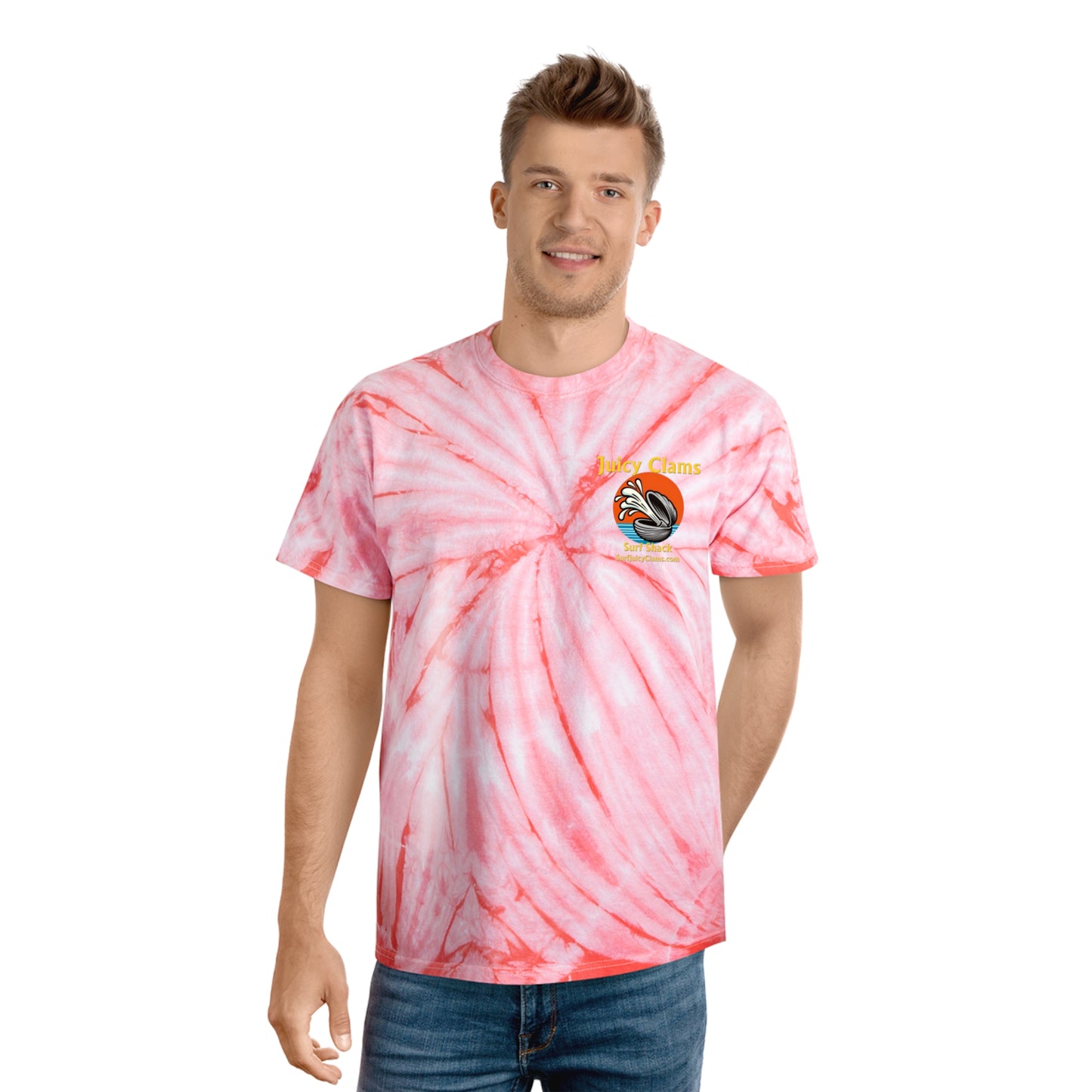 Juicy Clams Unisex Logo Cyclone Tie-Dye T-Shirt (A005)
