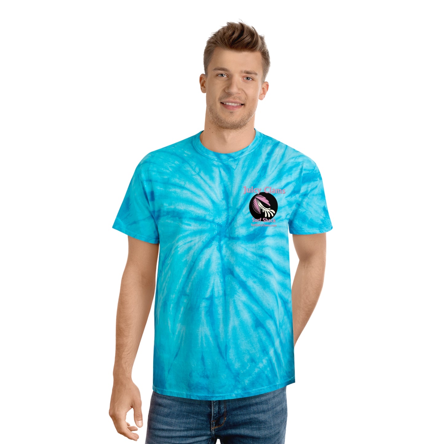 Juicy Clams Unisex Logo Cyclone Tie-Dye T-Shirt (A001)