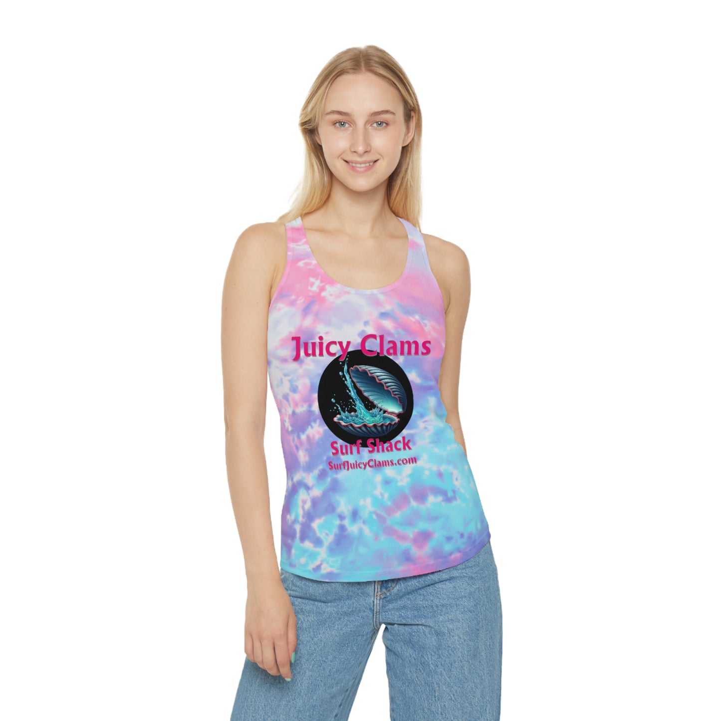 Juicy Clams Tie Dye Racerback Tank Top (L010)