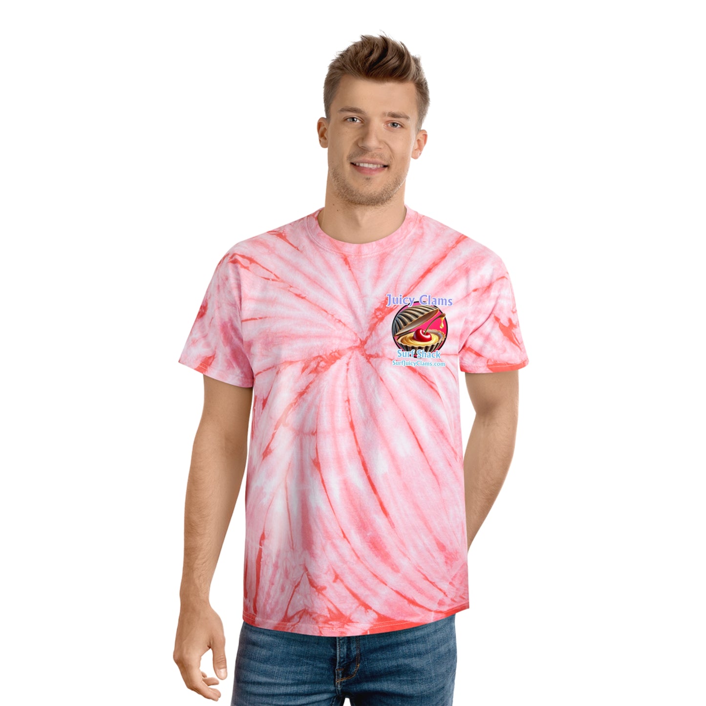 Juicy Clams Unisex Logo Cyclone Tie-Dye T-Shirt (A012)