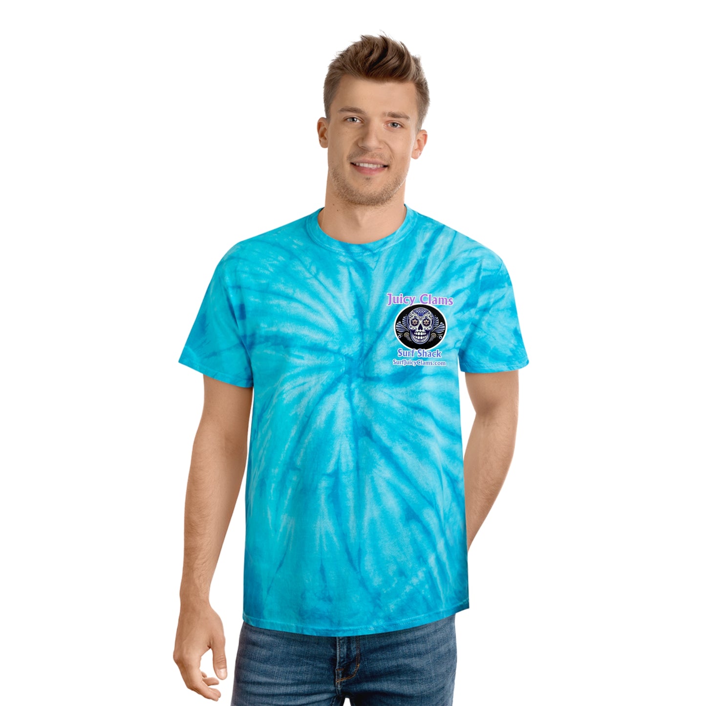 Juicy Clams Unisex Logo Cyclone Tie-Dye T-Shirt (A006)