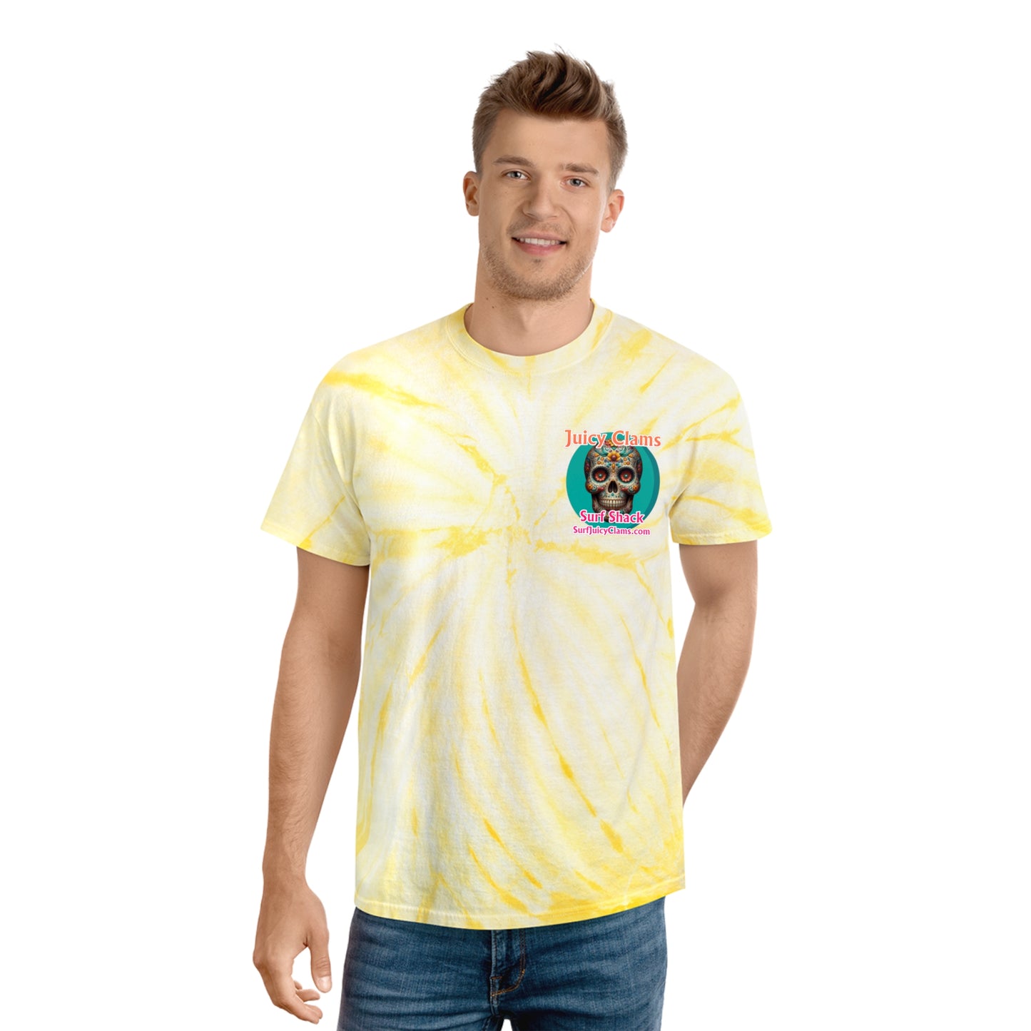 Juicy Clams Unisex Logo Cyclone Tie-Dye T-Shirt (A014)