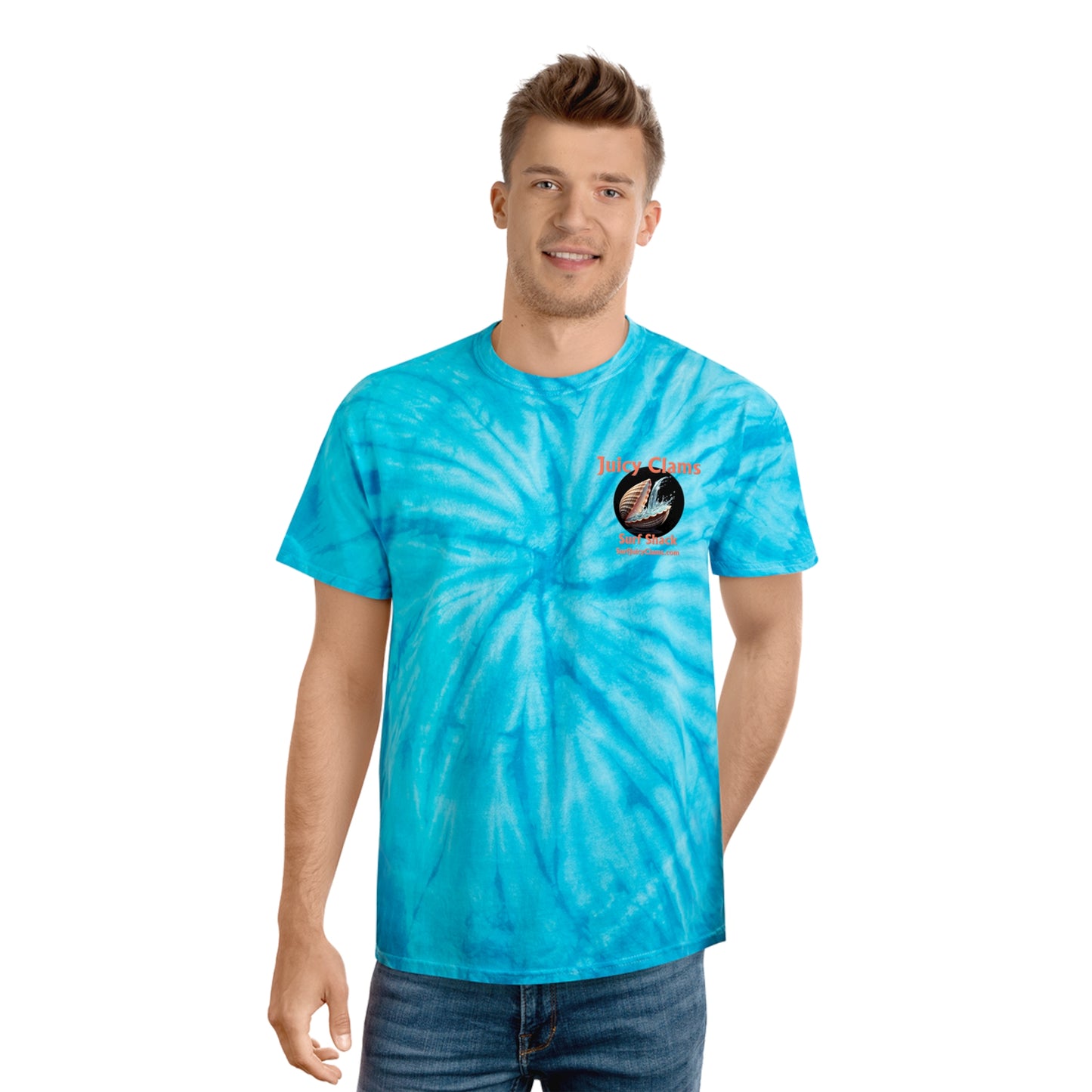 Juicy Clams Unisex Logo Cyclone Tie-Dye T-Shirt (A011)