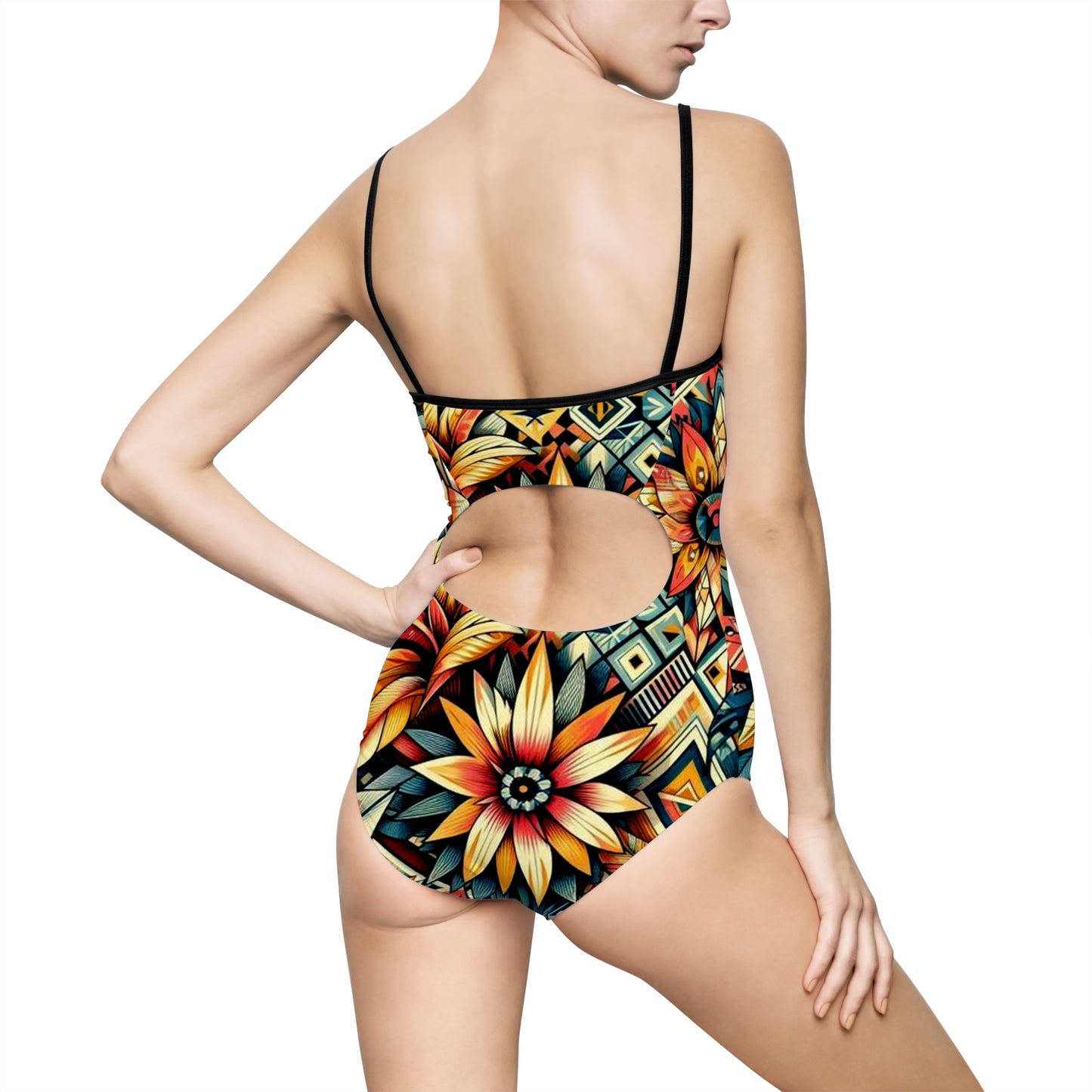 Juicy Clams Women's Spaghetti Strap One-Piece Swimsuit (H070)