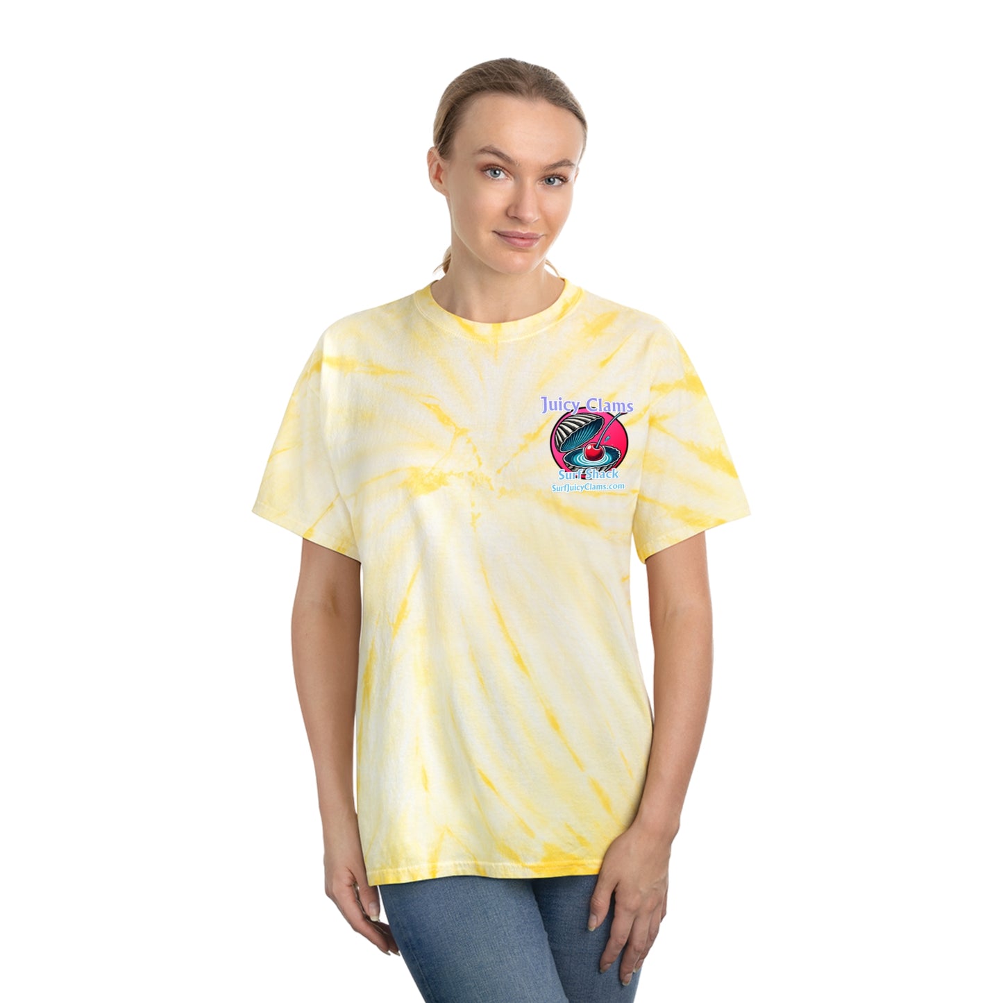 Juicy Clams Unisex Logo Cyclone Tie-Dye T-Shirt (A008)