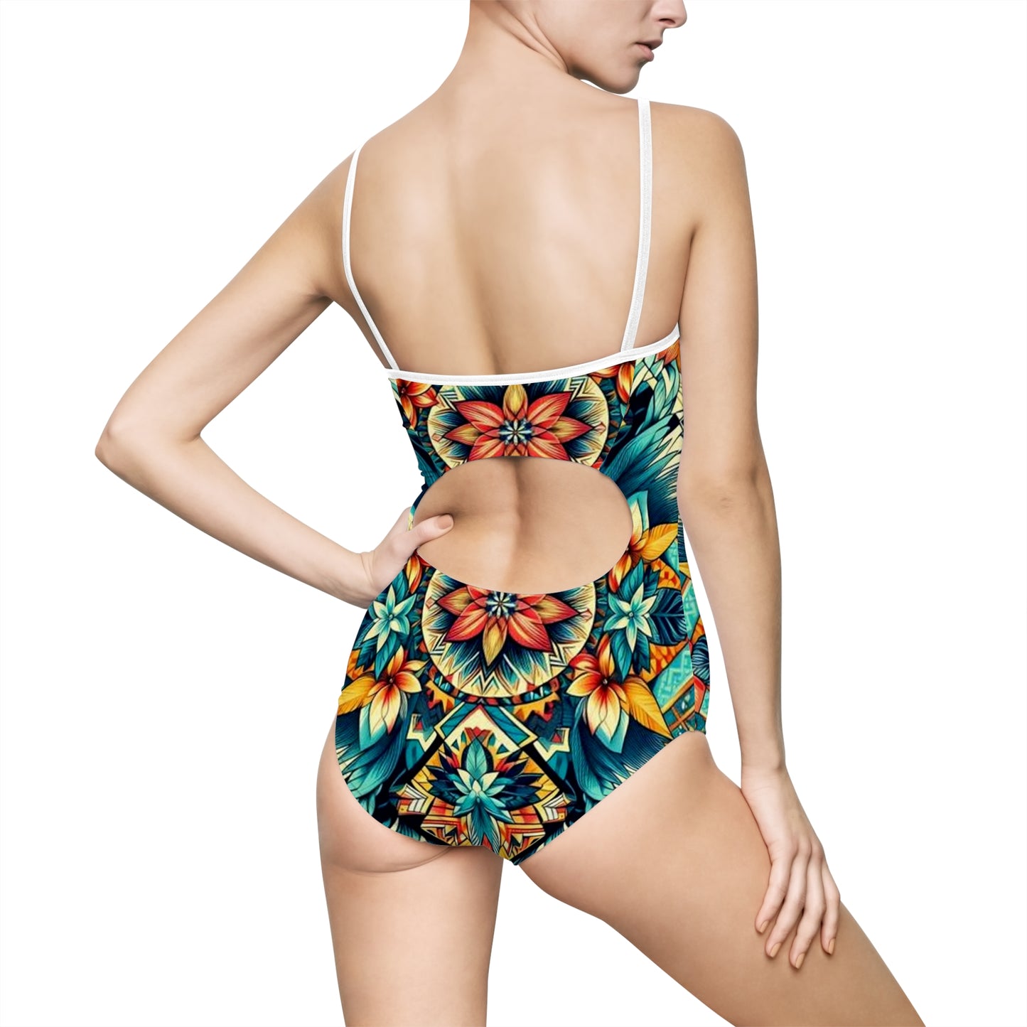 Juicy Clams Women's Spaghetti Strap One-Piece Swimsuit (H085)