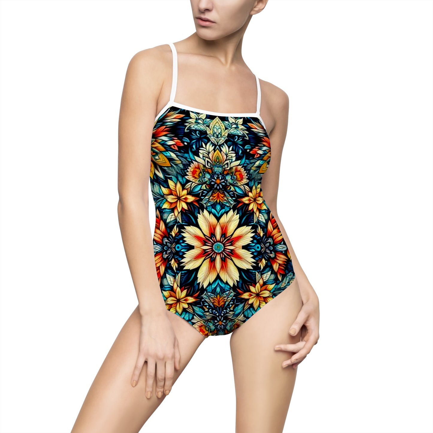 Juicy Clams Women's Spaghetti Strap One-Piece Swimsuit (H005)