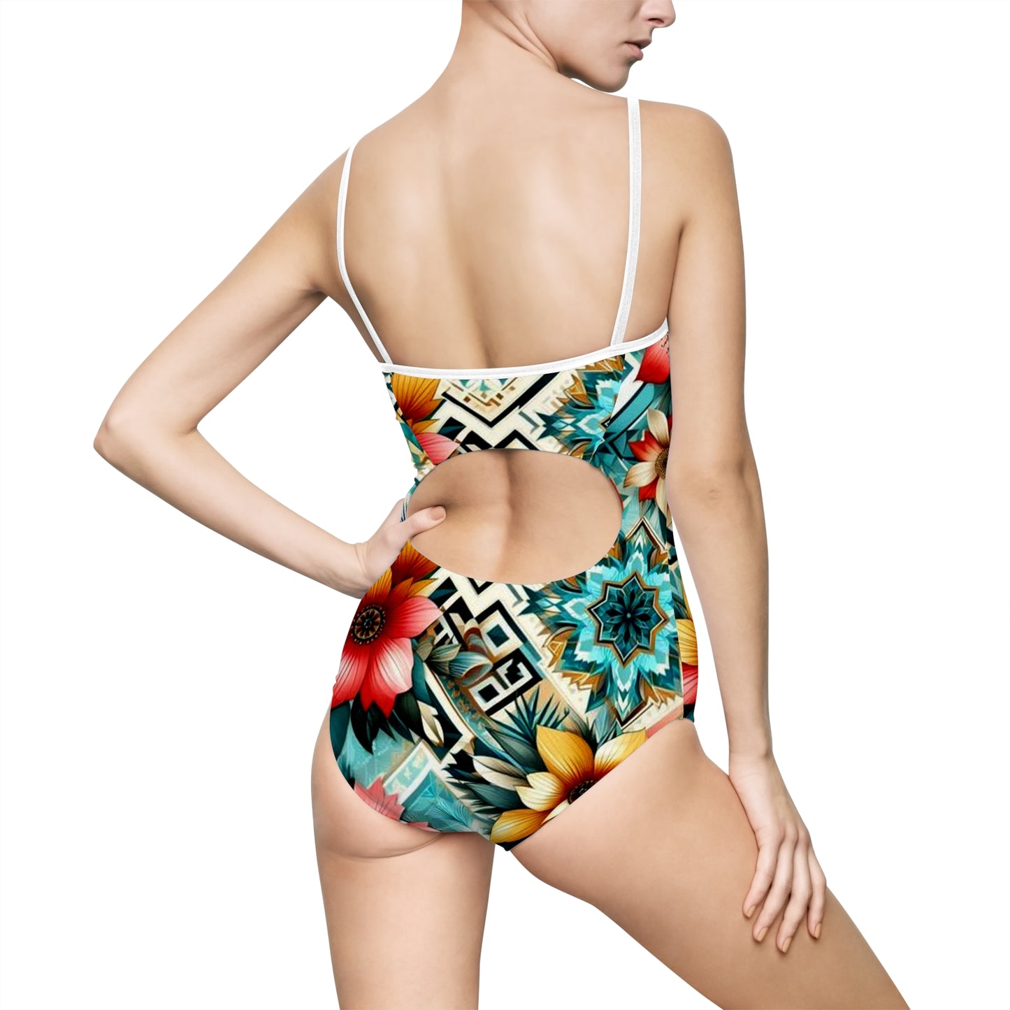 Juicy Clams Women's Spaghetti Strap One-Piece Swimsuit (H056)