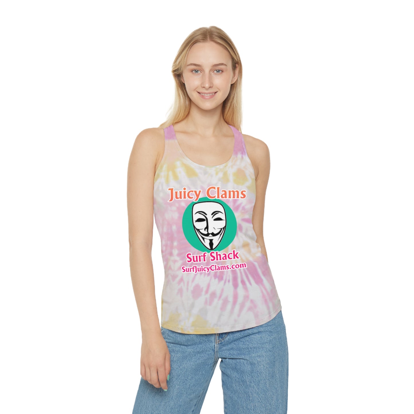 Juicy Clams Tie Dye Racerback Tank Top (L030)