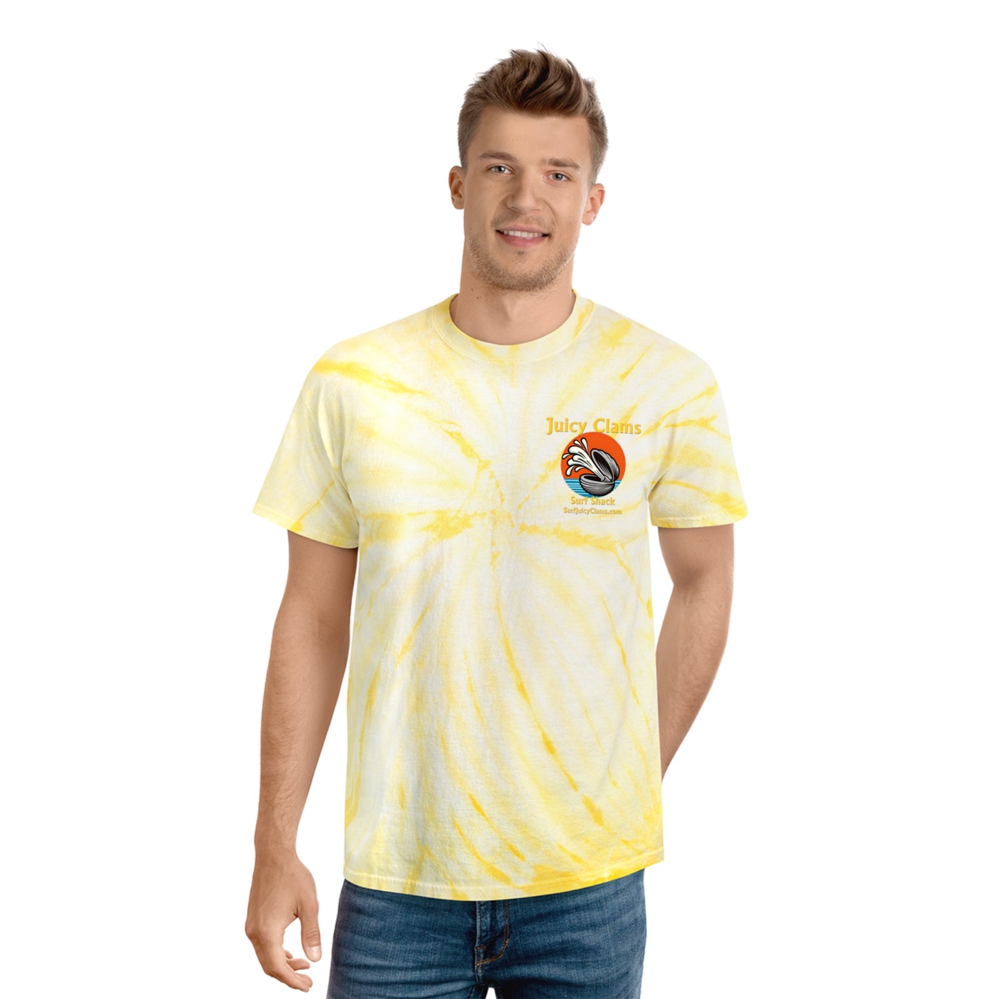 Juicy Clams Unisex Logo Cyclone Tie-Dye T-Shirt (A005)