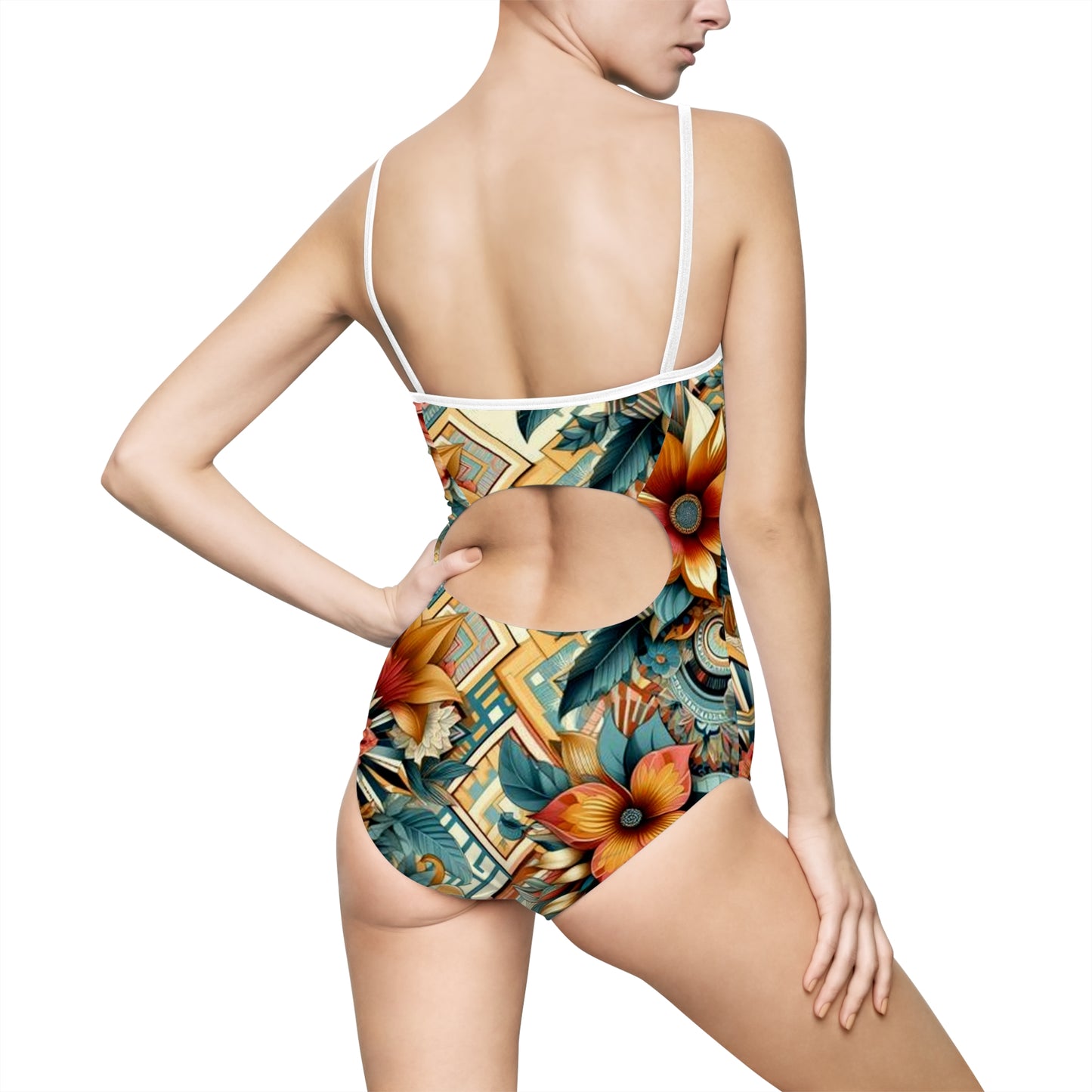 Juicy Clams Women's Spaghetti Strap One-Piece Swimsuit (H045)