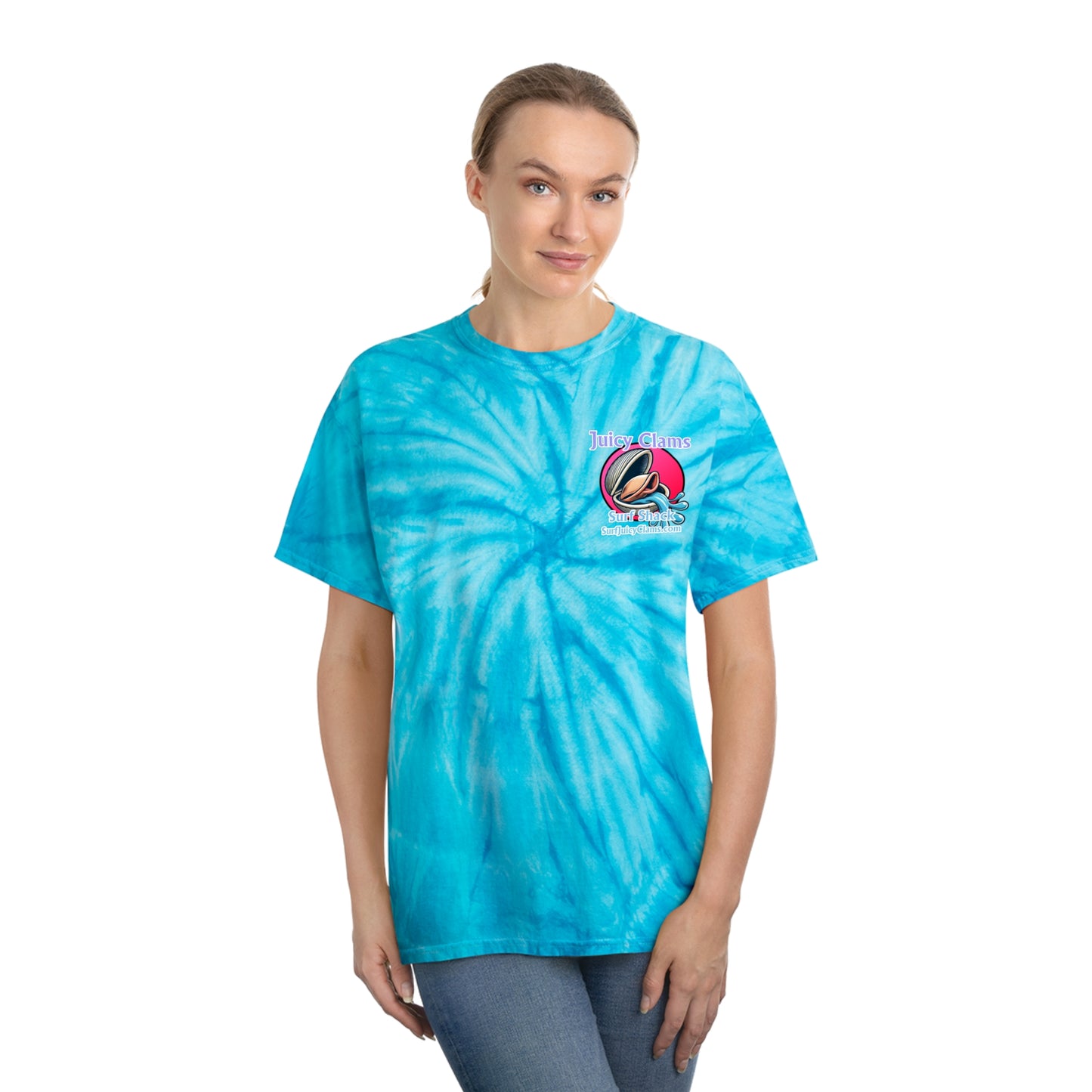 Juicy Clams Unisex Logo Cyclone Tie-Dye T-Shirt (A007)