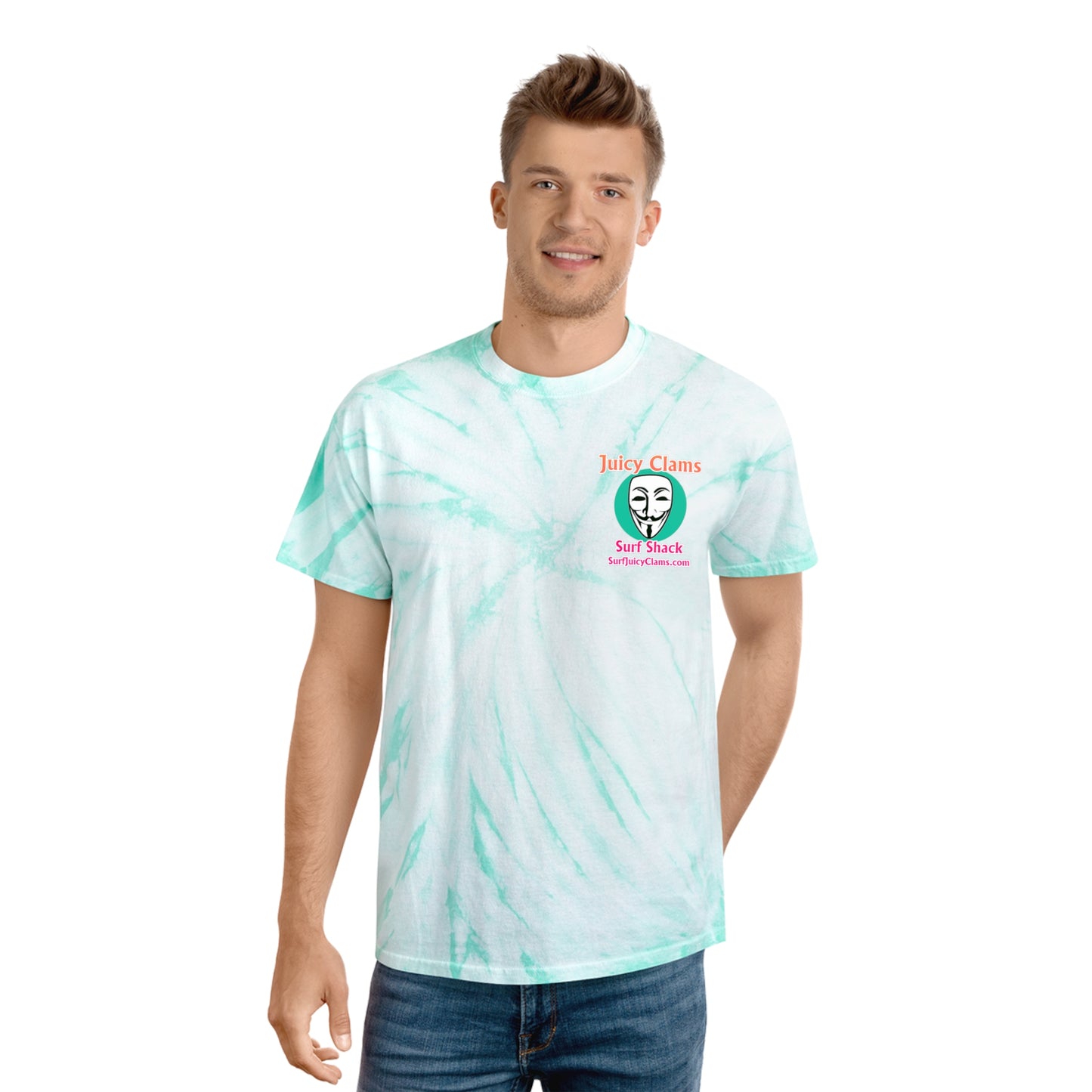 Juicy Clams Unisex Logo Cyclone Tie-Dye T-Shirt (A009)