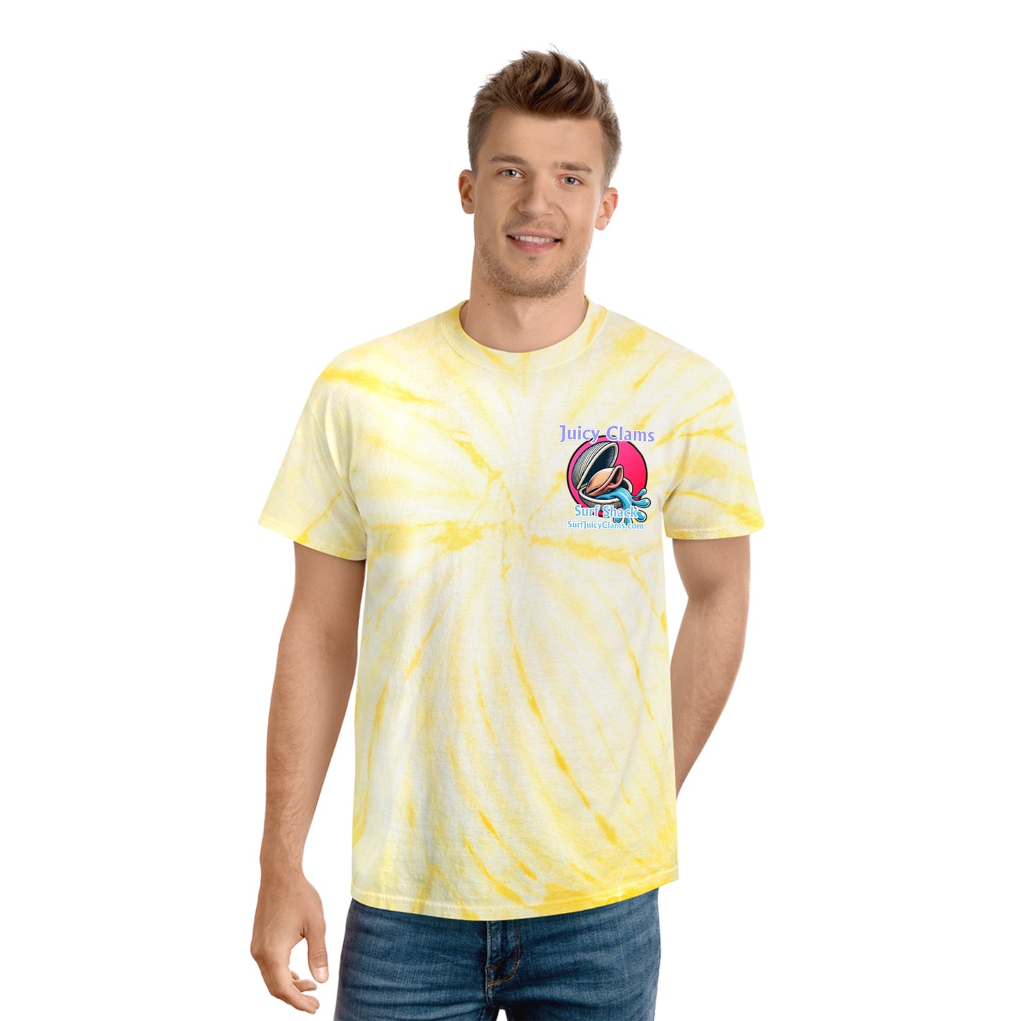Juicy Clams Unisex Logo Cyclone Tie-Dye T-Shirt (A007)