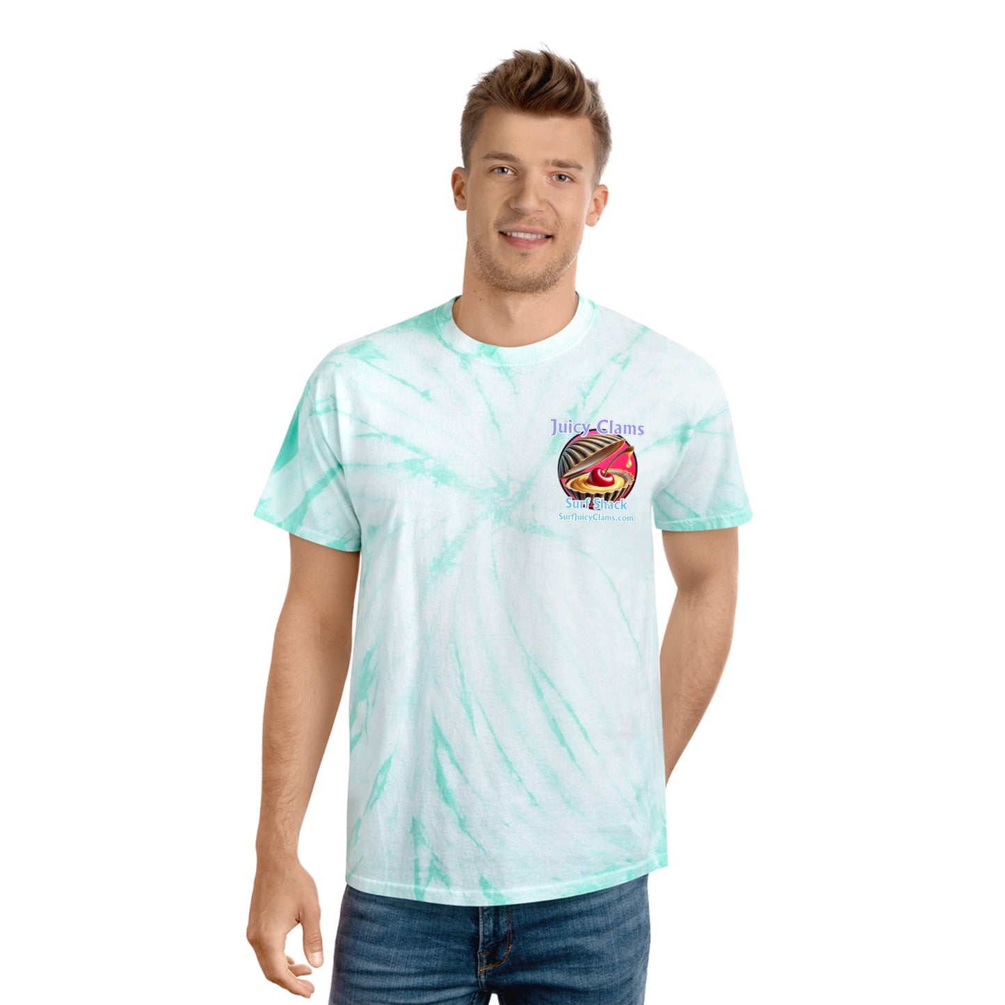 Juicy Clams Unisex Logo Cyclone Tie-Dye T-Shirt (A012)