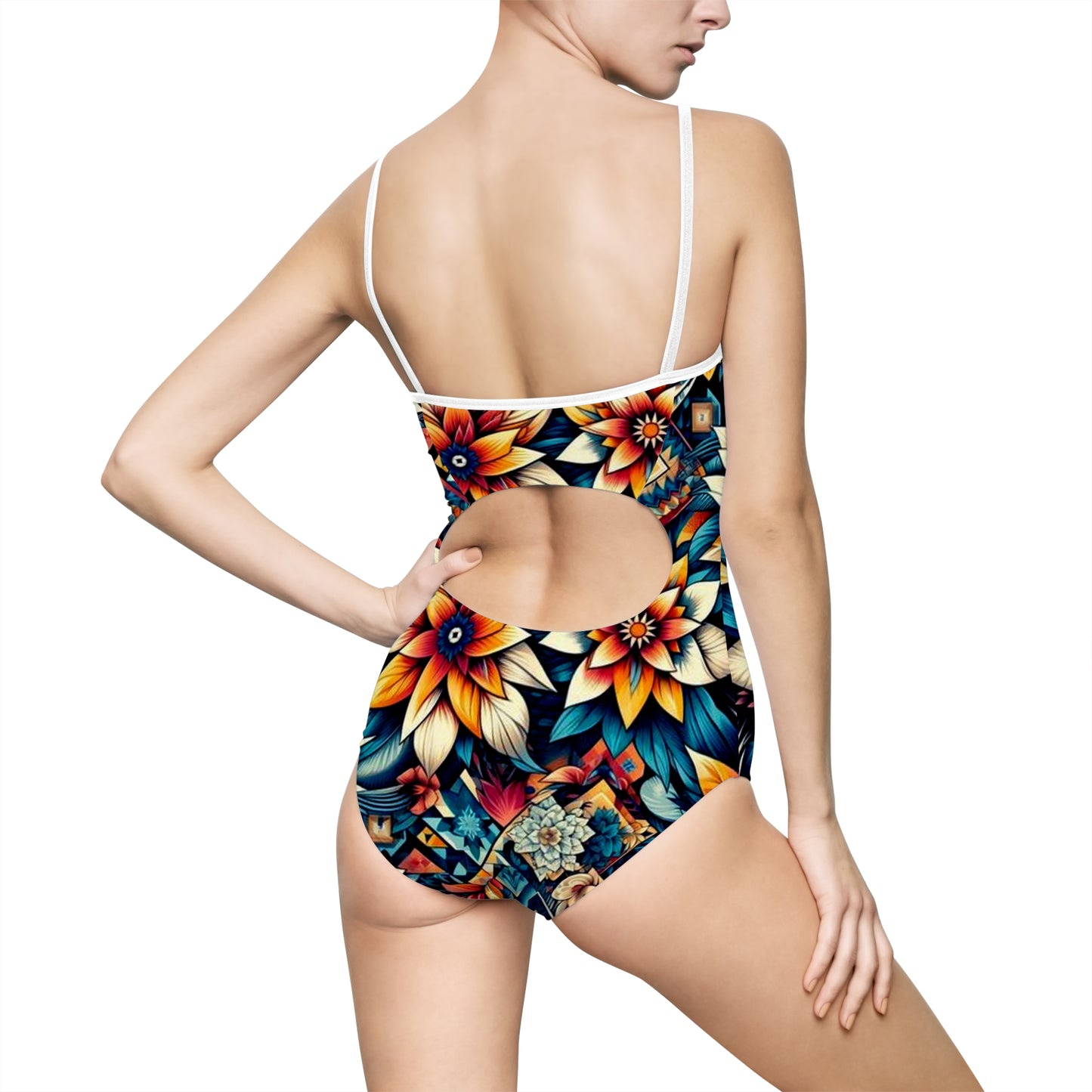 Juicy Clams Women's Spaghetti Strap One-Piece Swimsuit (H033)