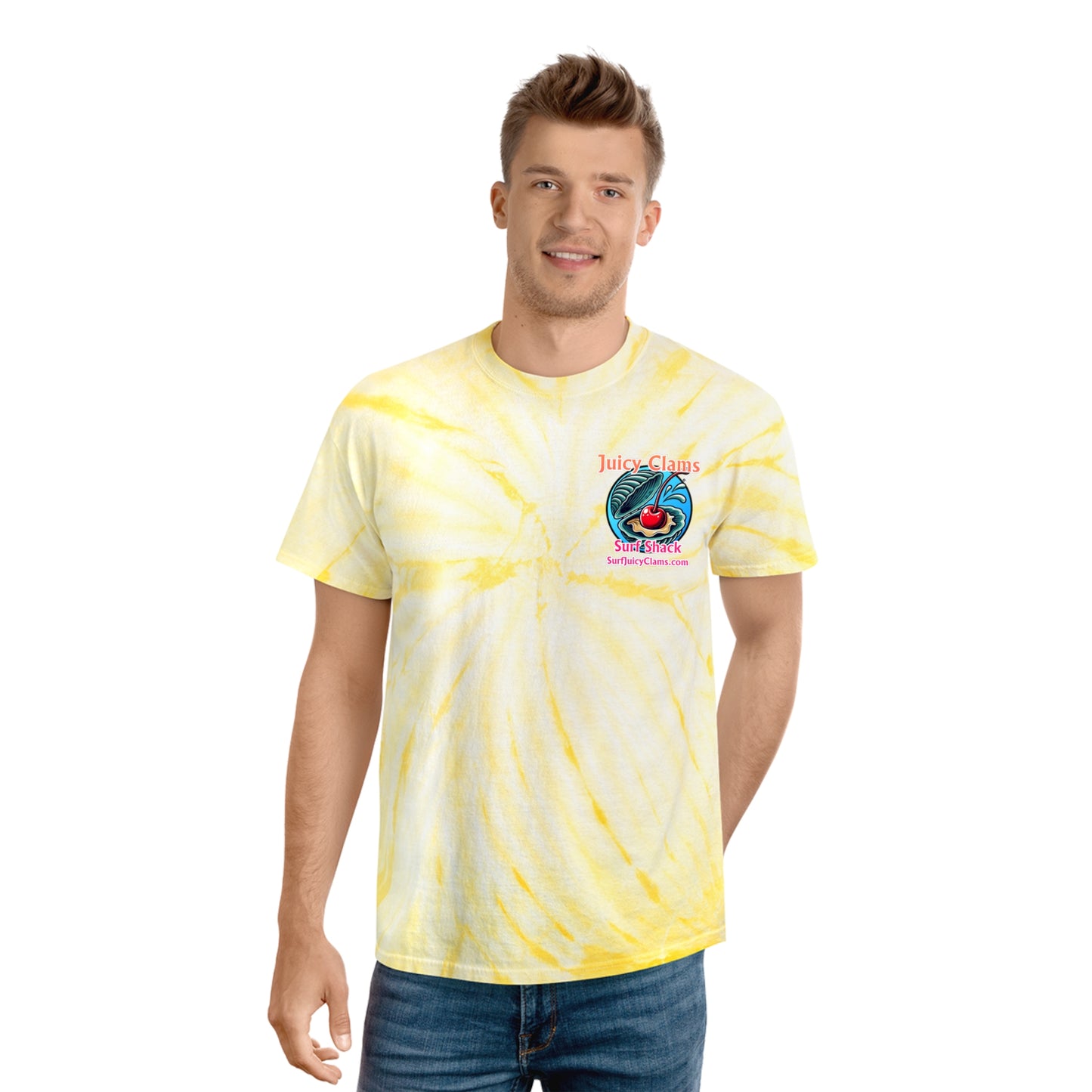 Juicy Clams Unisex Logo Cyclone Tie-Dye T-Shirt (A003)
