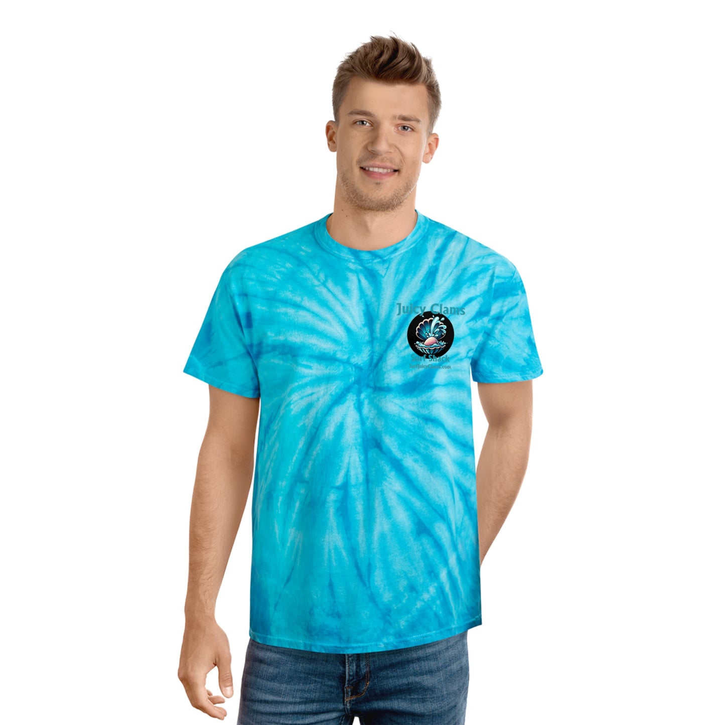 Juicy Clams Unisex Logo Cyclone Tie-Dye T-Shirt (A004)